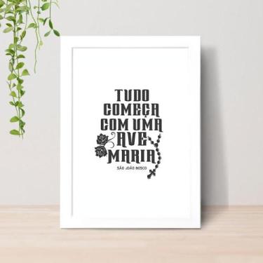 Imagem de Quadro Frases Católicas Devoção Fé A4 C/ Moldura e Vidro 10 Cor: Branc