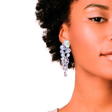 Imagem de Brinco de Pressão Festa Feminino Strass Delicado Sobreposto - anjo da 