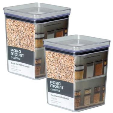 Imagem de 2 Pote Hermético Multiuso Lumini Quadrado Paramount 1700 ml - Paramoun