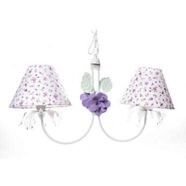 Imagem de Lustre 2L Primavera Transparente 2 Flores G Lilás Infantil
