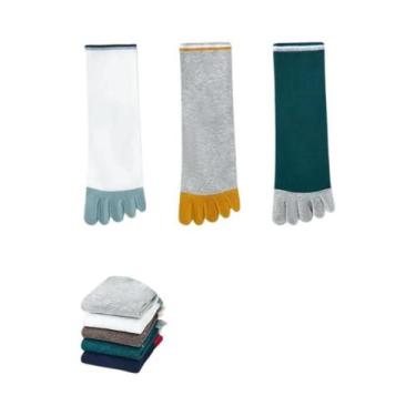 Imagem de Meias Esportivas Masculinas De Cinco Dedos (3-5 Pares) Cano Médio Algo