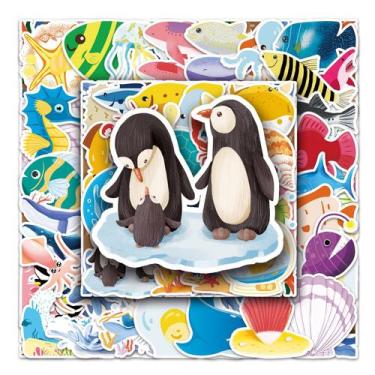 Imagem de Adesivos de vinil Cute Marine Creatures à prova d'água, 50 unidades - 