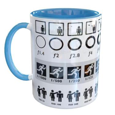 Imagem de Caneca Porcelana Fotógrafo Ajuste Lente - Pense Canecas, Azul Claro