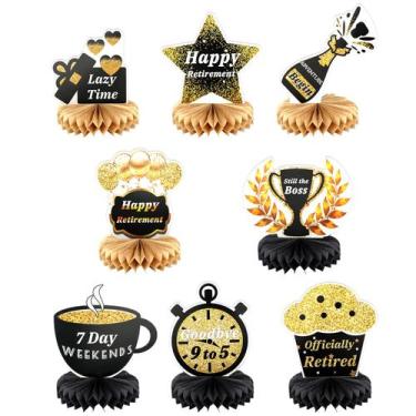 Imagem de Decoraciones de Mesa SAVITA Fiesta de Jubilación Panal Dorado x8