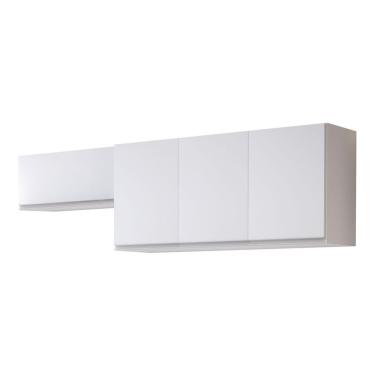 Imagem de Conjunto De Armários Aéreo Cozinha Planejada Lux 120cm E 80cm 100% Mdf Branco Tx Fosco - Desk Design
