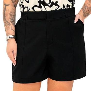 Imagem de Short Feminino Secret Glam Plus Size Alfaiate Preto-Feminino