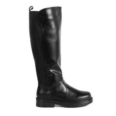 Imagem de Bota Montaria Feminina Cano Longo Mooncity Salto Grosso 72196 Preto, 3