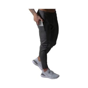 Imagem de Calças De Corrida Slim-Fit Em Algodão Para Homens, Com Zíper No Tornoz