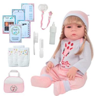 Imagem de Bebê Reborn Boneca De Silicone Girafinha 46cm Pode Banho - Cegonha Reb