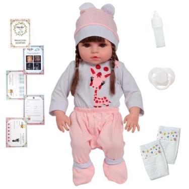 Imagem de Bebê Reborn Boneca Valentina Girafinha Cabelo Longo + Itens - Cegonha 