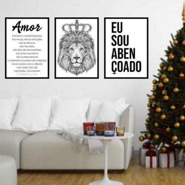 Imagem de Kit 3 Quadros Decorativos Eu Sou Abençoado