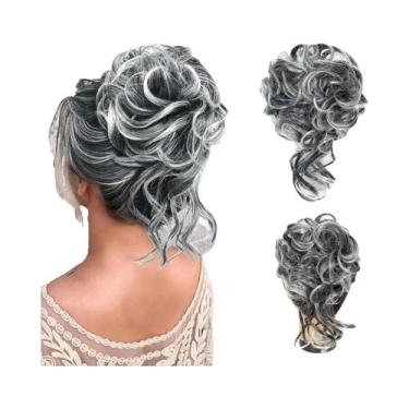 Imagem de Aplique De Cabelo Sintético Cacheado Para Coque Desgrenhado Com Elásti