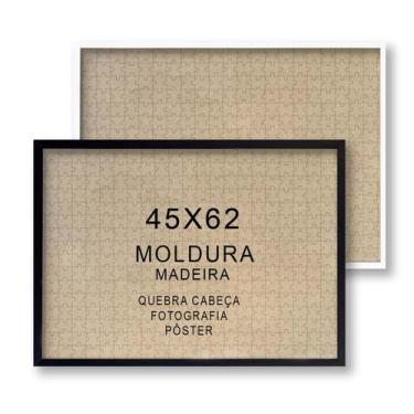 Imagem de Moldura 45X62 Madeira Acetinada 3cm Alt Petg Cristal 62X45 Cor moldura