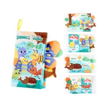 Imagem de Livro De Pano Para Bebês: Brinquedo Educacional Com Animais De Desenho