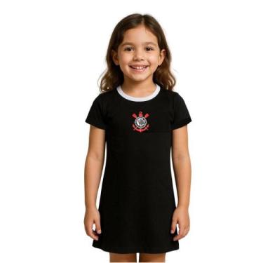 Imagem de Vestido Infantil Corinthians Tubinho Preto Oficial - Revedor, Tam 4