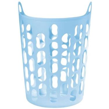 Imagem de Cesto Flexível Azul Infantil Telado Com Alça Detalhe Vazado - Giotto
