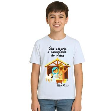 Imagem de Camiseta Natalina Presépio Natal Estampa Personalizada - UseP4, Branco