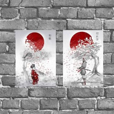 Imagem de Kit 2 Placas Decorativas Japonesas 18x27cm