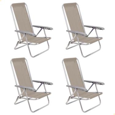 Imagem de Kit 04 Cadeiras de Praia Reclin. Tramontina Bali Baixa Alumínio c/ Assento Camurça 92900105
