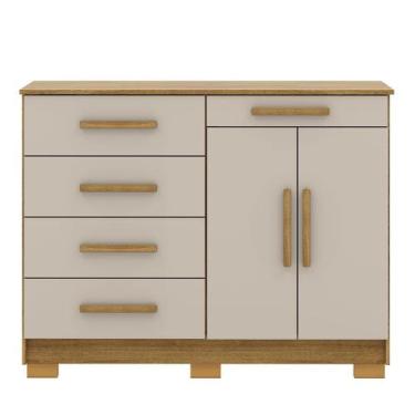 Imagem de Cômoda Sapateira Grande 5 Gavetas 2 Portas Sirios Nature/Fendi - Vila 