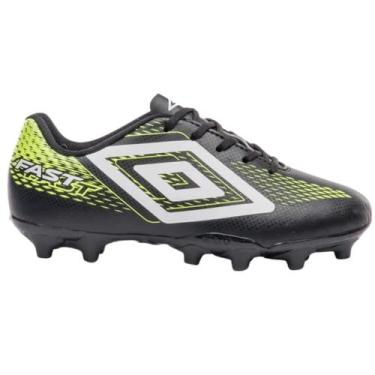 Imagem de Chuteira campo umbro fast ii jr u07fb00391, Preto limao bco, 34