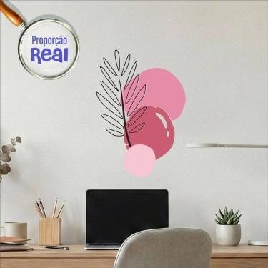 Imagem de Adesivo Floral Boho Rosa Estilo Nórdico 50x35 Minimalista Mod.02