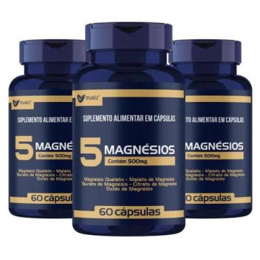 Imagem de Kit 3x Frascos Magnésio 5 Fontes Quelato, Malato, Taurato, Citrato, Óx