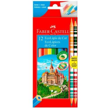 Imagem de Ecolápis de cor Sextavado 12 cores e 2 Ecolápis Bicolor - Faber Castel
