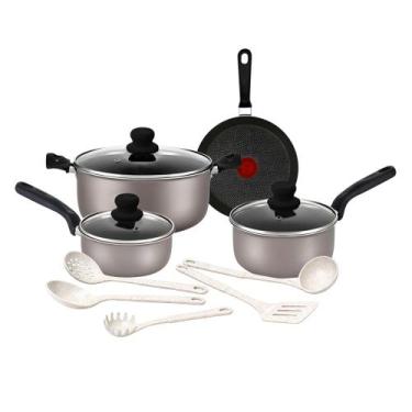 Imagem de Jogo de Panelas 9 Peças Rochedo Talent Imusa com Utensílios LIght