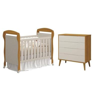 Imagem de Berço Americano Danny e Cômoda Gaveteiro Elfe Retrô Areia Savana Aceti