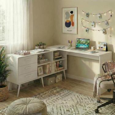 Imagem de Escrivaninha de Estudos em L com 3 Gavetas Porto Multimóveis MP6045, B