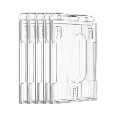 Imagem de Porta-Crachá Transparente Com Dois Slots Para Cartões E Carretel Retrá