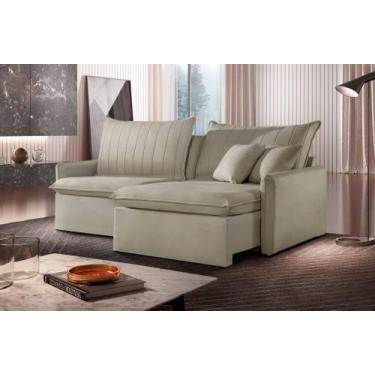 Imagem de Sofá Cama Madri Retrátil e Reclinável 220m Movenzo Estofados, Marfim