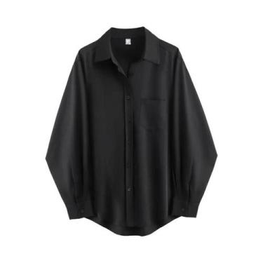 Imagem de Blusa Feminina Oversized Branca De Manga Comprida Com Botões, Estilo T