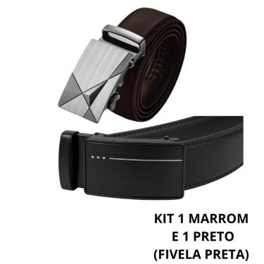 Imagem de Cinto Masculino Automático Kit Social OEM Couro Sintético 3 e 5 cm Preto e Marrom com F...