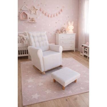 Imagem de Poltrona Amamentação Bianca Balanço Bege Claro Linho 