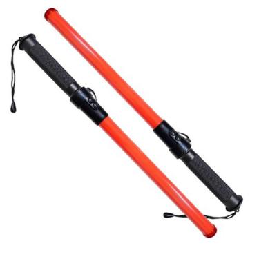 Imagem de Bastao Sinalizador LED Grande Kit 2 Apito Pilha Transito Guarda Obra E