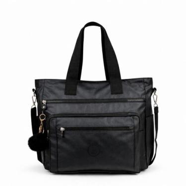 Imagem de Bolsa Feminina Grande Nylon Tote Ombro Transversal Multi Bolsos Zíper 