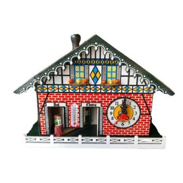 Imagem de Casinha Do Tempo Com Relógio MDF Previsão Climática Relógio Funcional 