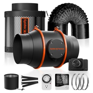 Imagem de Kit de filtragem de ar Spider Farmer SF-6, duto de 15 m, filtro de car