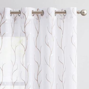 Imagem de Cortinas jinchan White Boho Sheer Linen 213x213cm 2 painéis