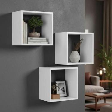 Imagem de Kit 2 Nichos MDF Branco Quadrado Parede Decorativo para Sala e Quarto 