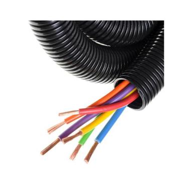 Imagem de Kit 20 Metros Espaguete Fio Conduite Corrugado Tubo Rolo Preto 7,5mm A