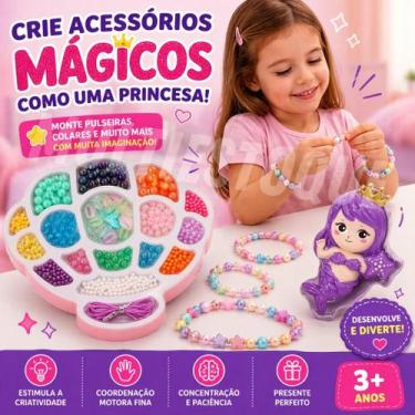 Imagem de Kit Miçangas Infantil Sereia para Fazer Pulseiras e Colares - UNITOYS