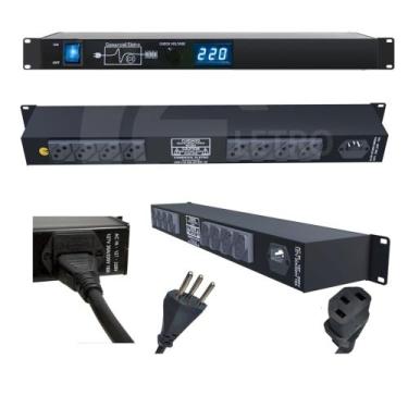 Imagem de Regua de AC Padrão Rack 19 Com 8 Tomadas 10A 2500W 220V 1250W 110V  - 