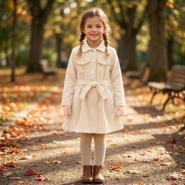 Imagem de Sobretudo Infantil Veludo Cotelê Menina Casaco Roupa Frio - 2L Kids, C
