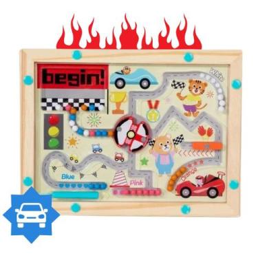 Imagem de Labirinto Magnetico De Madeira Brinquedo Jogo Tabuleiro Educativo Mont