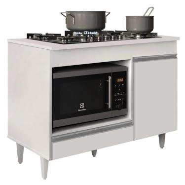 Imagem de Balcão Multiuso Para Cooktop 4 Bocas Georgia Branco - Lumil Móveis