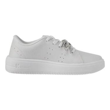 Imagem de Tênis Infantil Menina Casual Laço Strass Kidy - Branco, 31