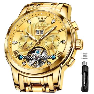 Imagem de Relógio OLEVS Automático Mecânico Tourbillon Dourado - Masculino